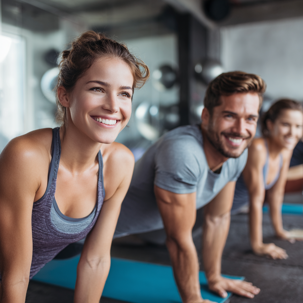 Romanian adults practicing safe and effective core strengthening exercises with proper form and technique